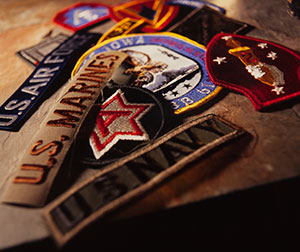 Stack of veteran patches/badges.
